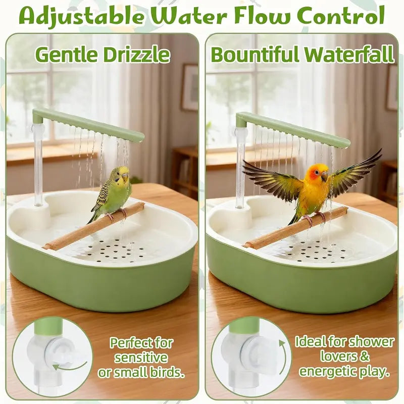 Bird Shower Bath Box with Circulating Water for Parrots & Budgies