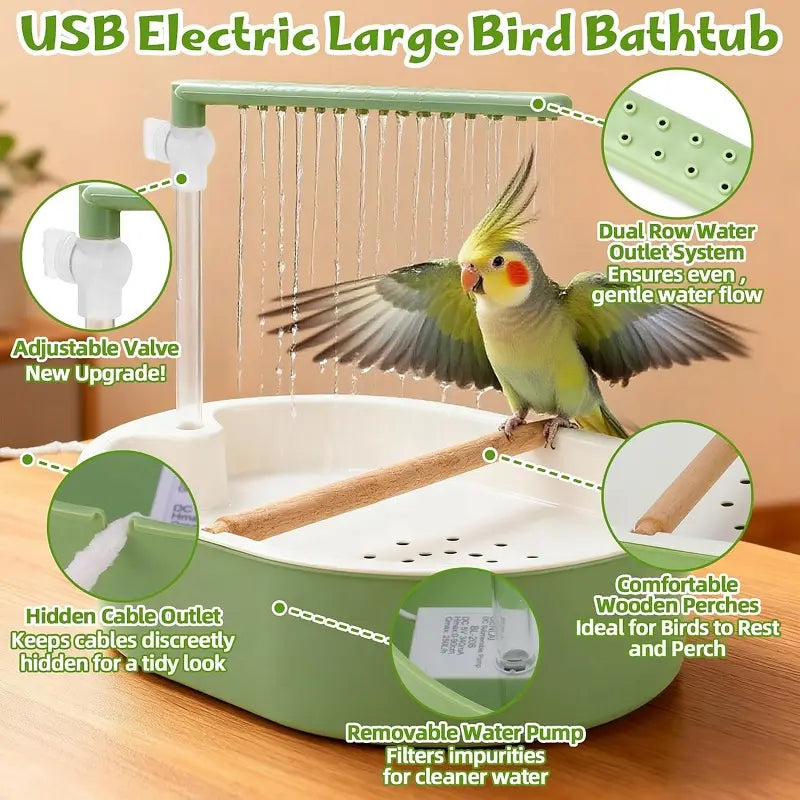 Bird Shower Bath Box with Circulating Water for Parrots & Budgies
