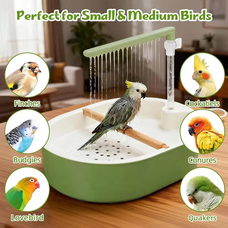 Bird Shower Bath Box with Circulating Water for Parrots & Budgies