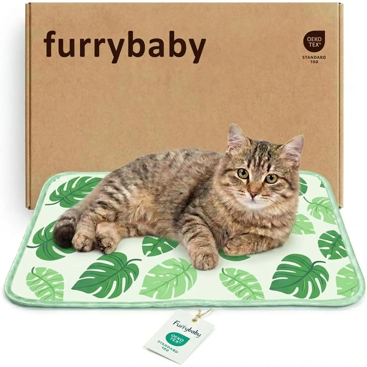 Dog and Cat Cooling Mat - Soft, Breathable Self-Cooling Pad for Pet Beds, 23"x18", Washable Non-Slip Design for Indoor and Outdoor Use, Leaf Pattern