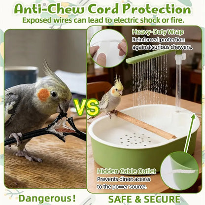 Bird Shower Bath Box with Circulating Water for Parrots & Budgies