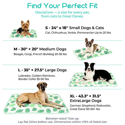 Dog and Cat Cooling Mat - Soft, Breathable Self-Cooling Pad for Pet Beds, 23"x18", Washable Non-Slip Design for Indoor and Outdoor Use, Leaf Pattern