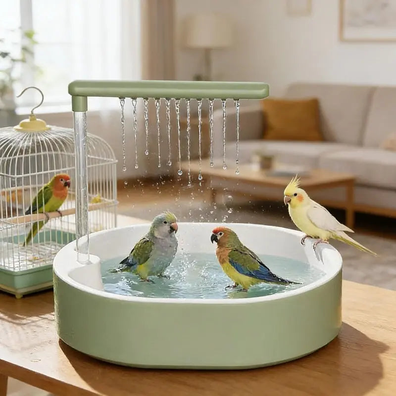 Bird Shower Bath Box with Circulating Water for Parrots & Budgies