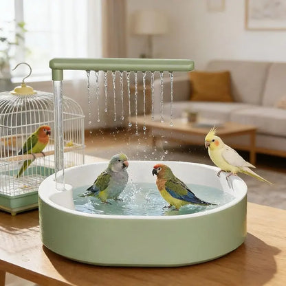 Bird Shower Bath Box with Circulating Water for Parrots & Budgies